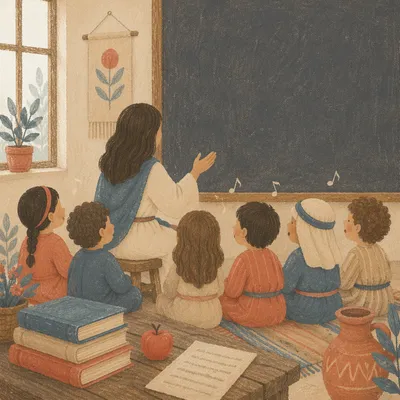 Children Singing in Sunday School Classroom