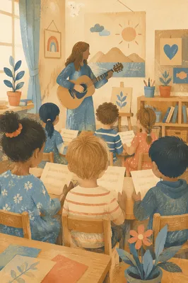 Children Singing in Sunday School Classroom