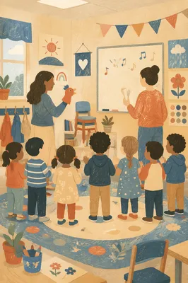 Children Singing in Sunday School Class