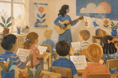 Children Singing in Sunday School Classroom
