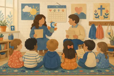 Children Singing in Sunday School Classroom