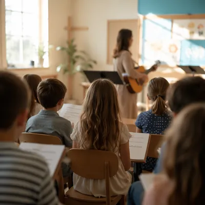 Children Singing in Sunday School Classroom