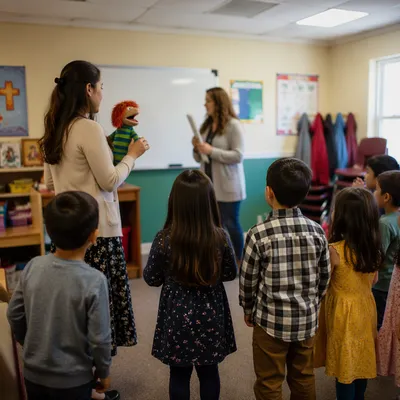 Children Singing in Sunday School Classroom