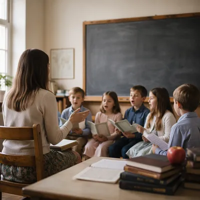 Children Singing in Sunday School Classroom