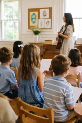 Children Singing in Sunday School Classroom