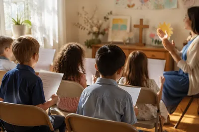 Children Singing in Sunday School Classroom