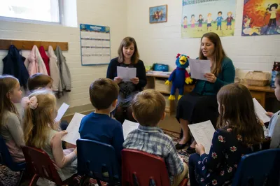 Children Singing in Sunday School Classroom