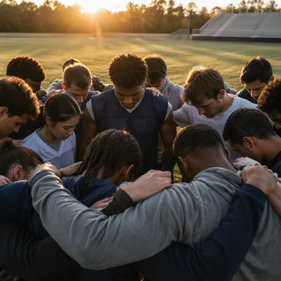 College Athletes in Morning Prayer Huddle