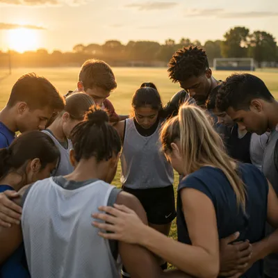College Athletes in Morning Prayer Huddle