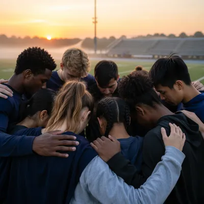 College Athlete Team Prayer Huddle