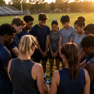 College Athletes Prayer Huddle at Sunrise