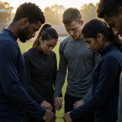 College Athletes Prayer Huddle at Sunrise