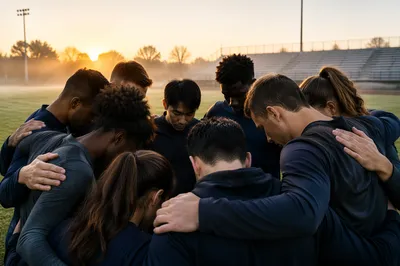 College Athlete Team Prayer Huddle at Dawn