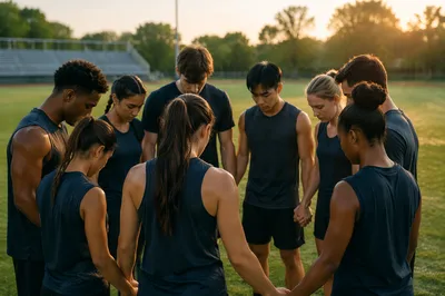 College Athlete Team Prayer Huddle at Sunrise