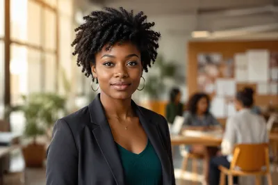 Confident Young Woman in Coworking Space