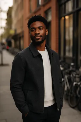 Confident Young Man on City Sidewalk