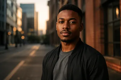 Confident Young Man on City Street