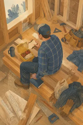 Construction Worker Lunch Break with Bible