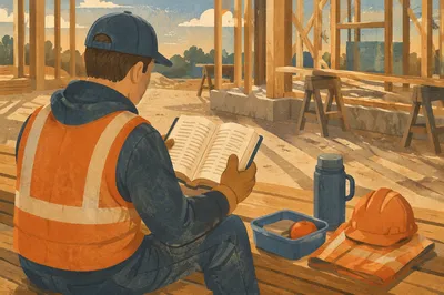 Construction Worker Reading Bible at Lunch