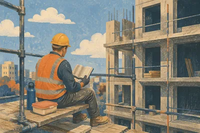 Construction Worker Reading Bible at Lunch