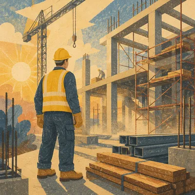 Construction Worker at Hopeful Sunrise Site