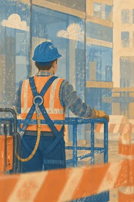 Construction Worker on Urban Building Site