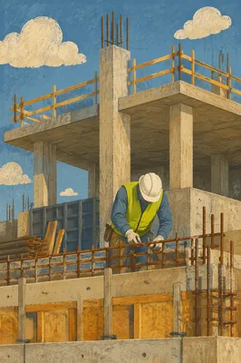Construction Worker in Hard Hat on Site