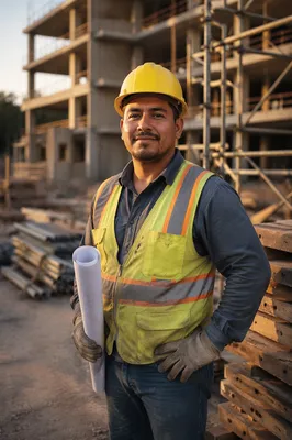 Construction Worker Portrait on Building Site