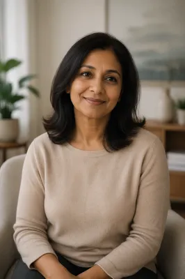 Empathetic Counselor Portrait in Therapy Office