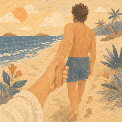 Romantic Beach Handhold in Golden Light