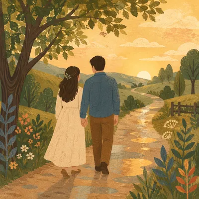 Faithful Couple Walking Hand in Hand