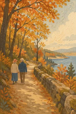 Mature Couple Walking Through Autumn Forest