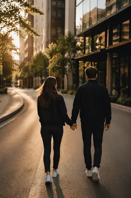 Romantic Couple Walking Hand in Hand