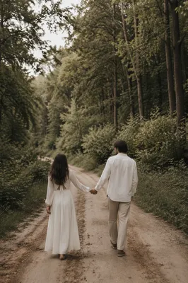Romantic Couple Walking Hand in Hand