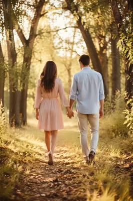 Romantic Couple Walking Hand in Hand