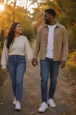 Romantic Couple Walking Hand in Hand
