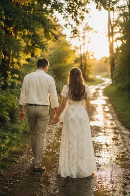 Couple Walking Hand in Hand After Rain