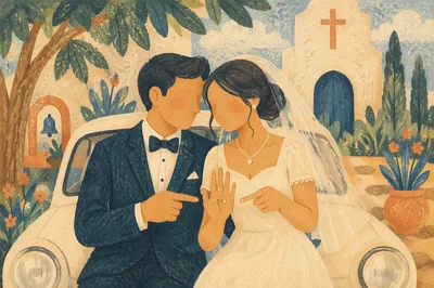 Newlywed Couple at Church Marriage Retreat