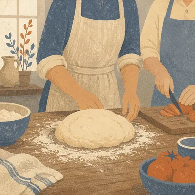 Church Kitchen Volunteers Preparing Bread Together
