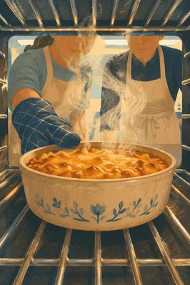 Church Kitchen Volunteers Cooking Casserole Together