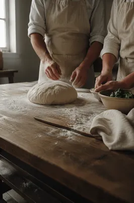 Church Kitchen Volunteers Preparing Bread Together