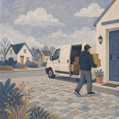 Delivery Driver Bringing Packages to Doorstep