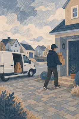 Delivery Driver Bringing Packages to Doorstep