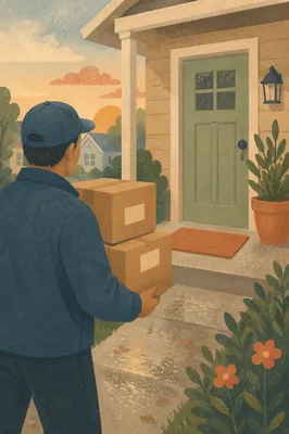 Morning Delivery Driver at Suburban Doorstep