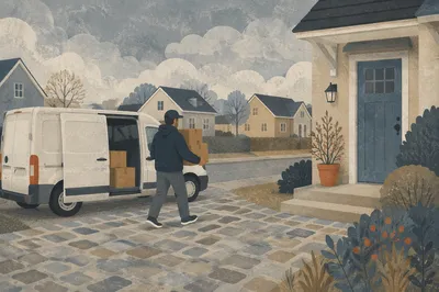 Delivery Driver Bringing Packages to Doorstep