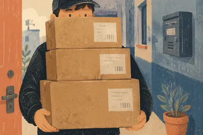 Delivery Driver Bringing Packages to Doorstep