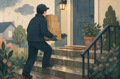 Delivery Driver Bringing Packages to Doorstep