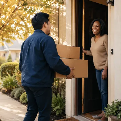 Warm Doorstep Package Delivery Moment