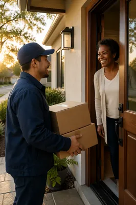 Delivery Driver Bringing Packages to Front Door