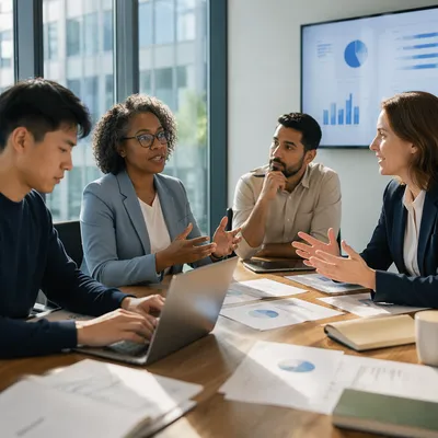 Diverse Business Team in Glass Conference Room
